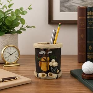 Vintage 80s Golf Pencil Holder Resin Desk Organizer Sports Decor